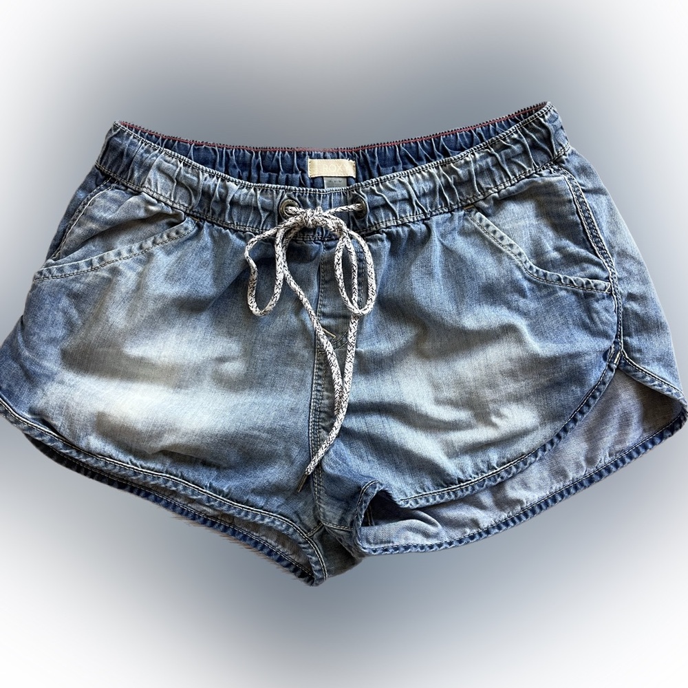 Roxy Denim Drawstring Shorts Elastic Weight band Lightweight Women’s Size Medium